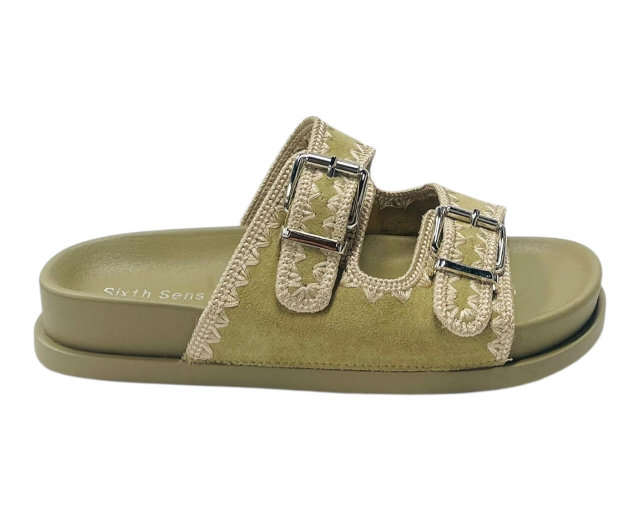 Double Buckle Strap Chunky Sole Slider Sandal