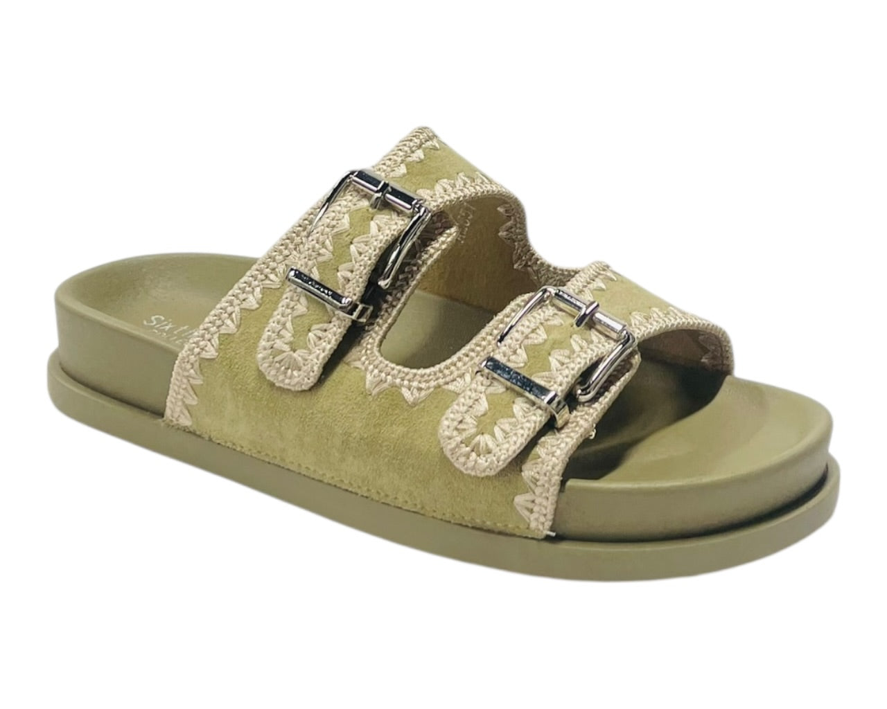 Double Buckle Strap Chunky Sole Slider Sandal