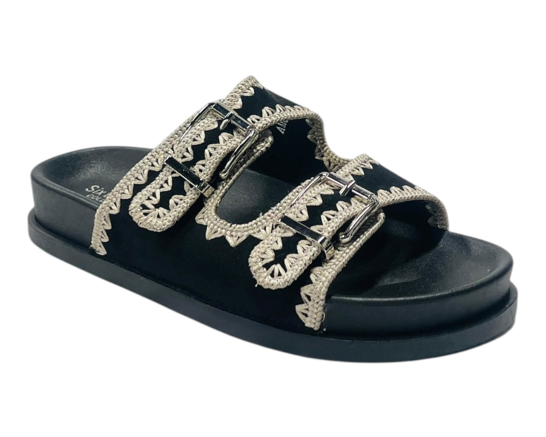 Double Buckle Strap Chunky Sole Slider Sandal