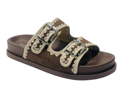 Double Buckle Strap Chunky Sole Slider Sandal