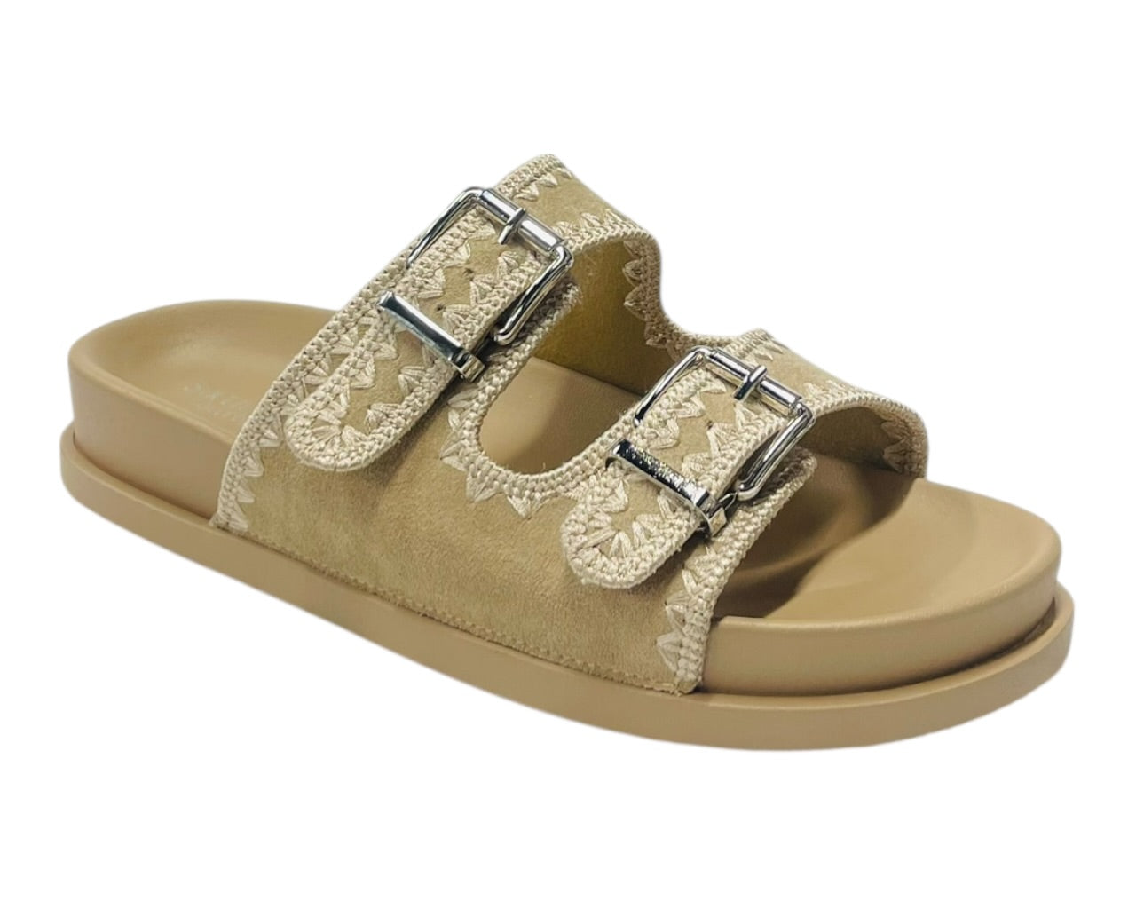 Double Buckle Strap Chunky Sole Slider Sandal