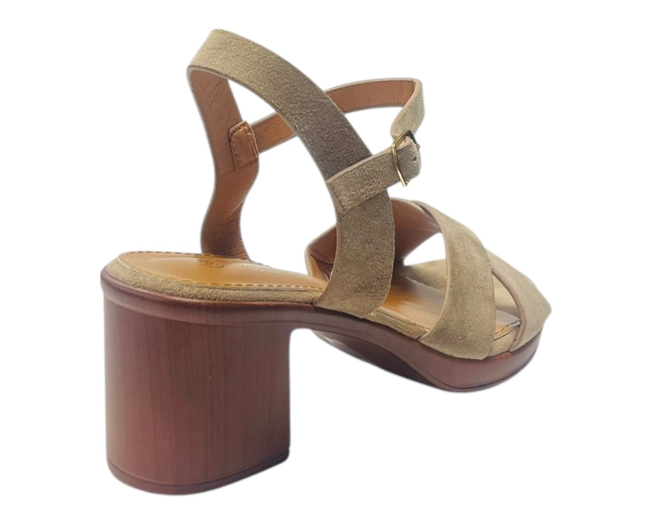 Lightweight Cross Over Wood Effect Heeled Sandals