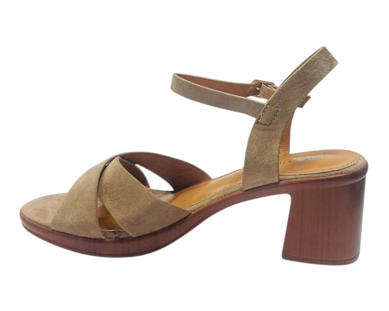 Lightweight Cross Over Wood Effect Heeled Sandals