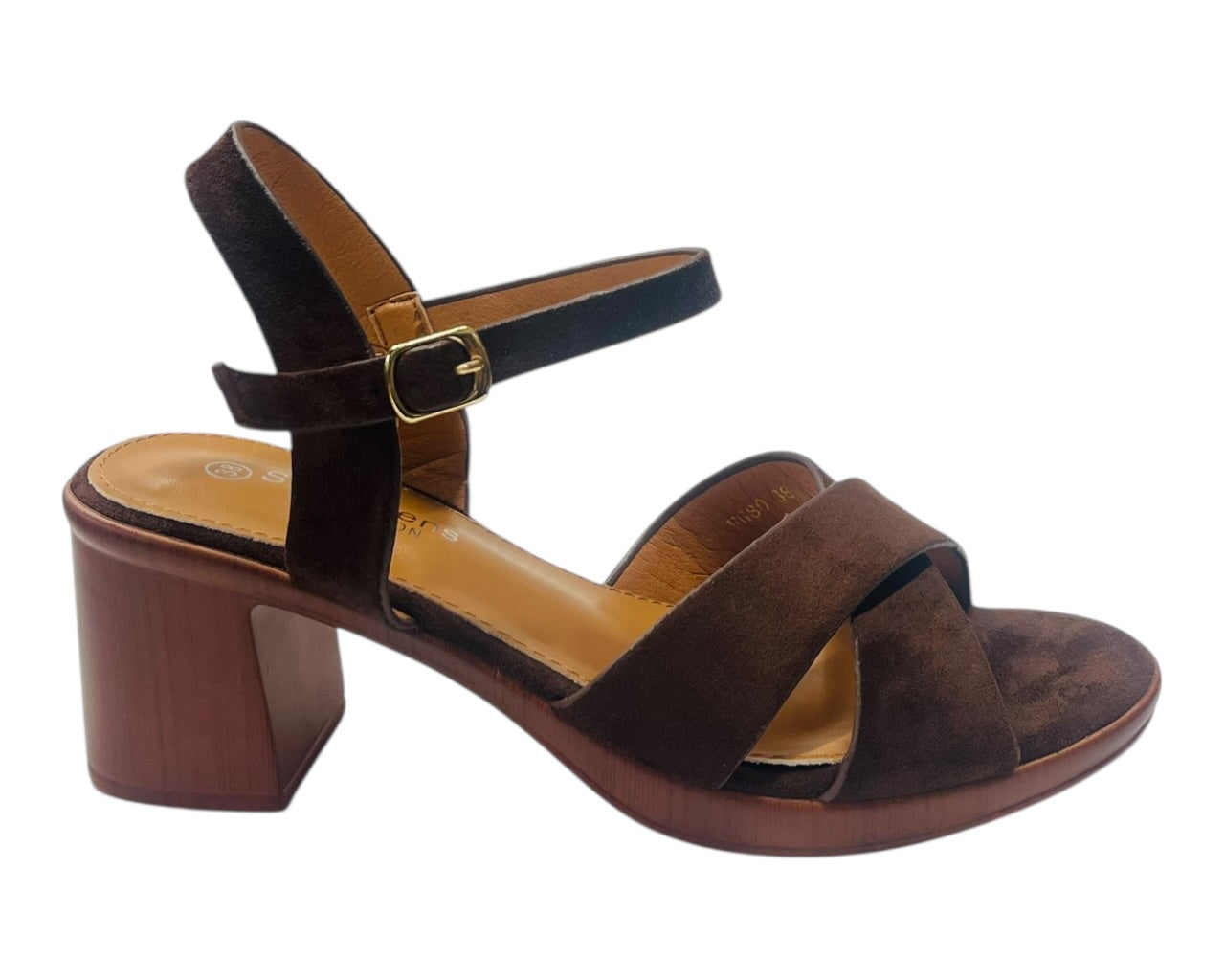 Lightweight Cross Over Wood Effect Heeled Sandals