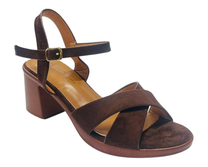 Lightweight Cross Over Wood Effect Heeled Sandals