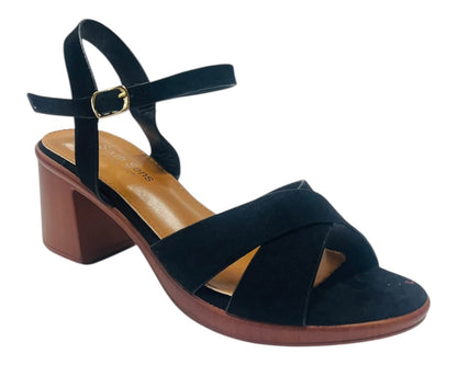 Lightweight Cross Over Wood Effect Heeled Sandals