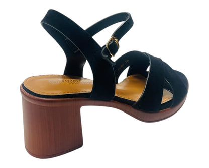 Lightweight Cross Over Wood Effect Heeled Sandals