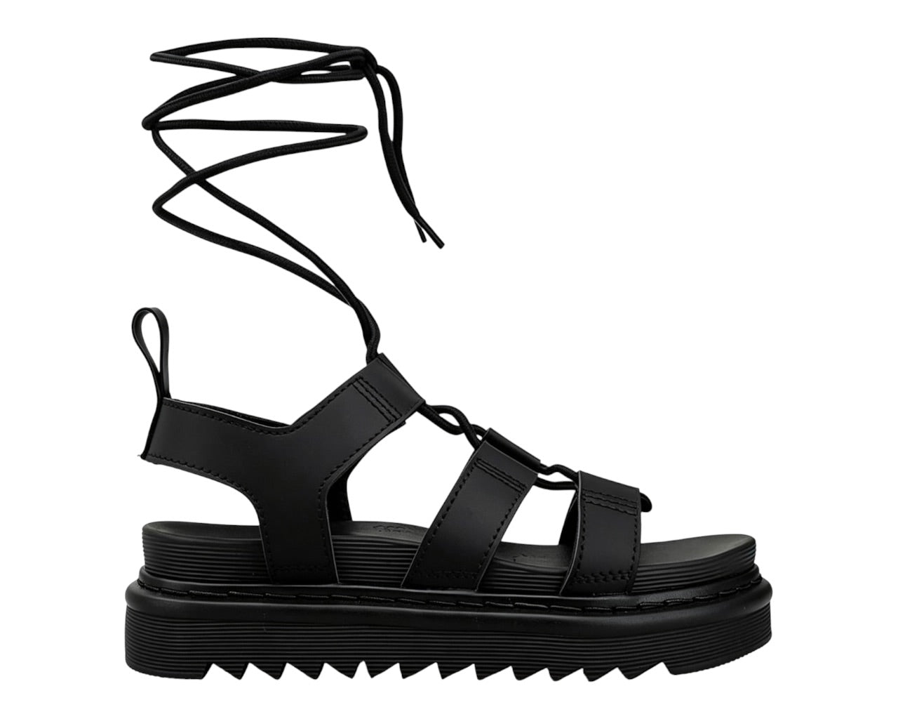 Chunky Sole Faux Leather Lace Up Gladiator Sandals