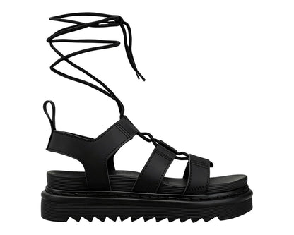 Chunky Sole Faux Leather Lace Up Gladiator Sandals