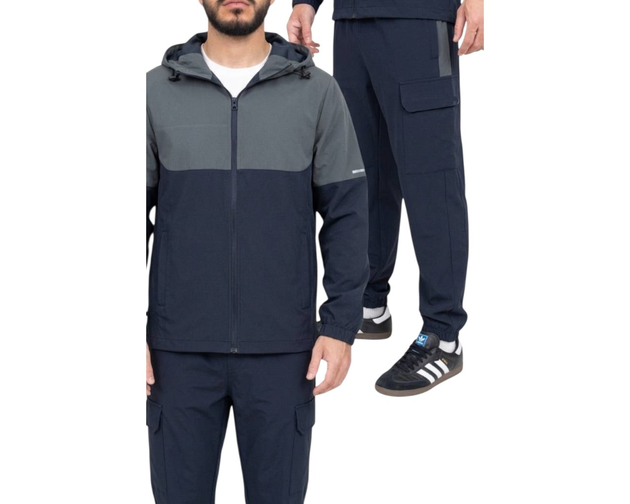 Colour Block Cargo Pant Hooded Tech Tracksuit