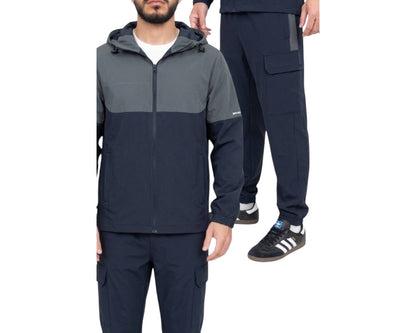 Colour Block Cargo Pant Hooded Tech Tracksuit