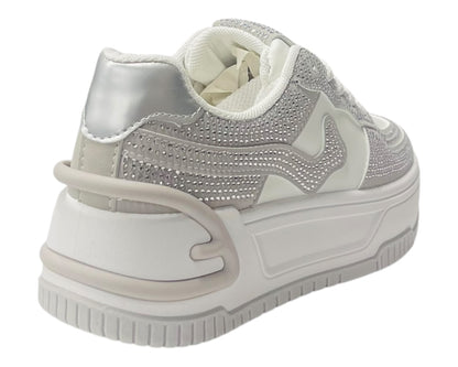 Platform Rhinestone Lace Up Trainers