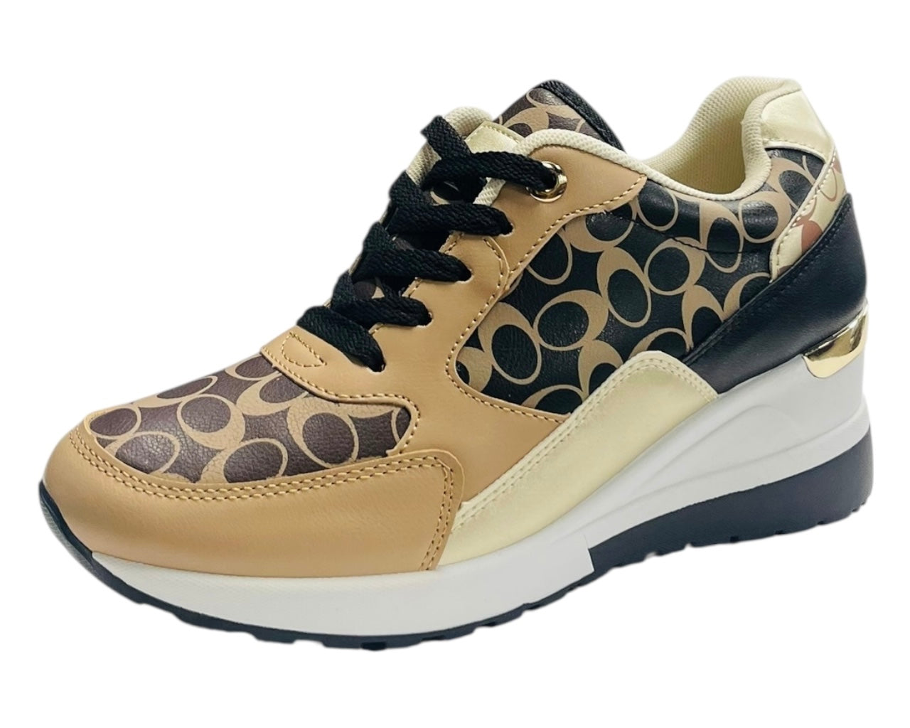 Chunky Sole Lace Up Wedge Trainers