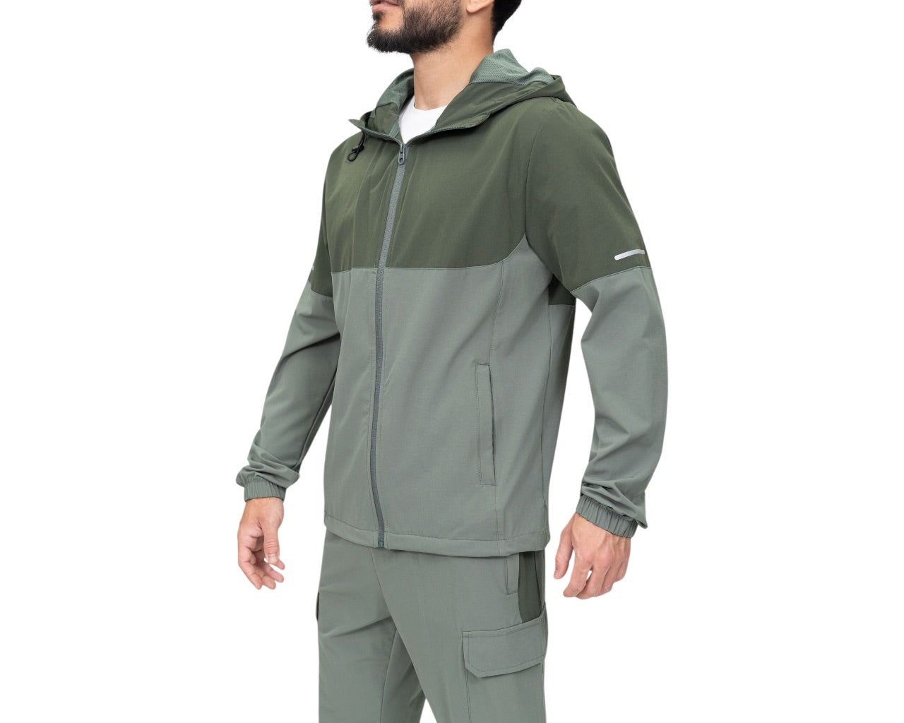 Colour Block Cargo Pant Hooded Tech Tracksuit