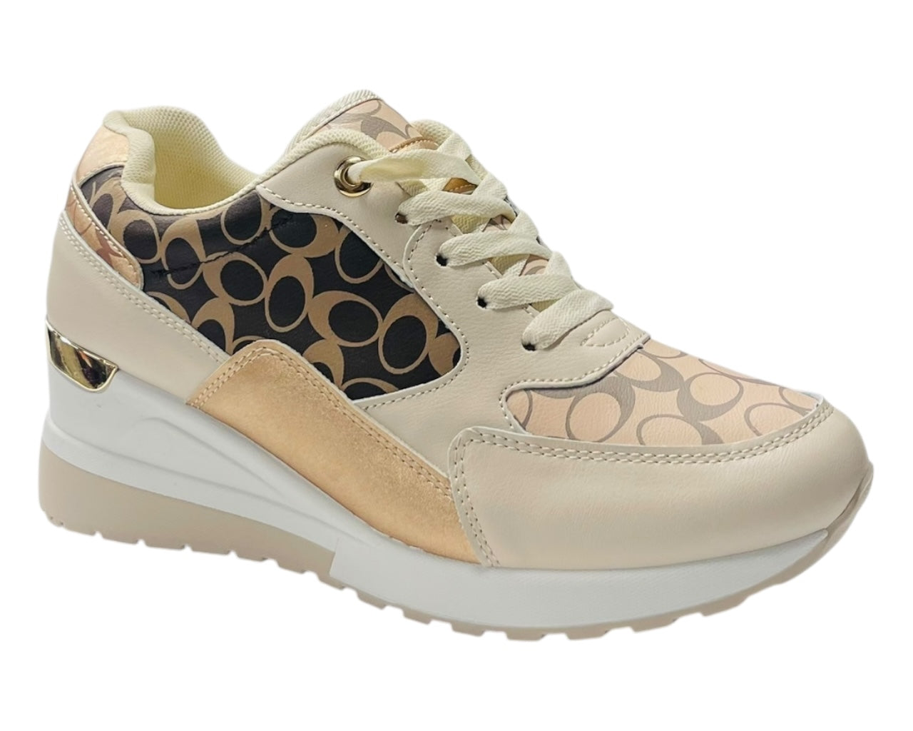 Chunky Sole Lace Up Wedge Trainers