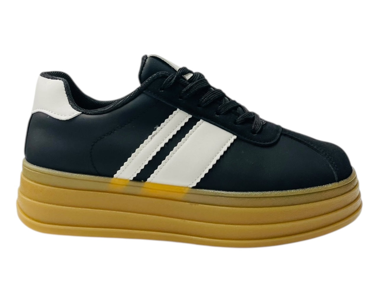 Platform Faux Leather Lace Up Trainers