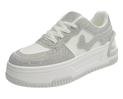 Platform Rhinestone Lace Up Trainers