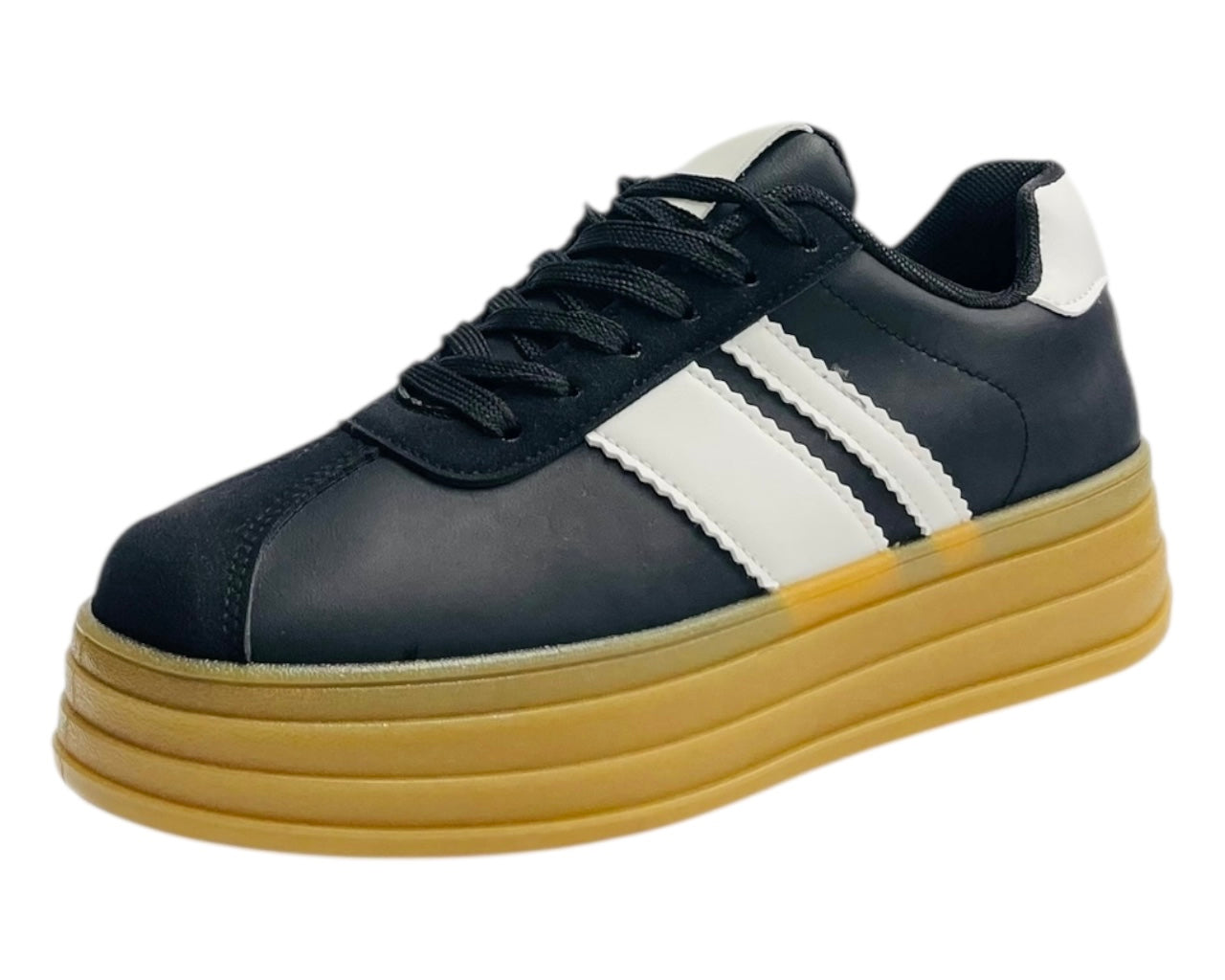 Platform Faux Leather Lace Up Trainers