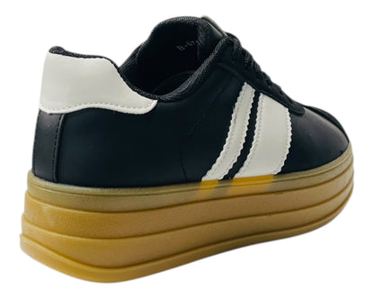 Platform Faux Leather Lace Up Trainers