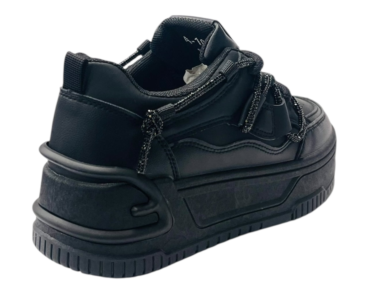 Platform Faux Leather Diamante Lace Up Trainers