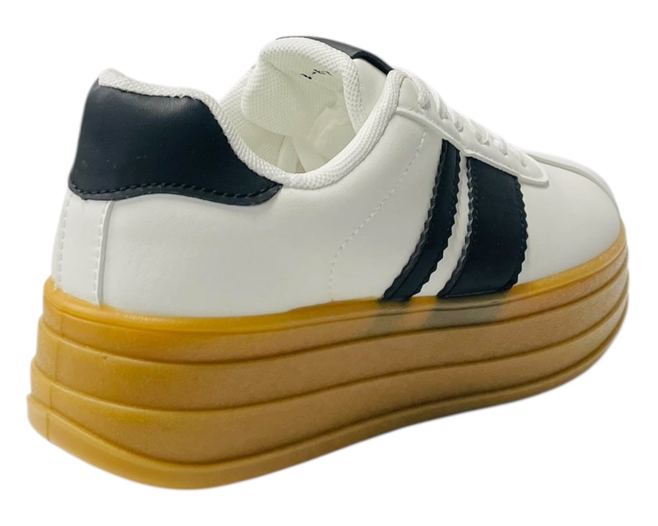 Platform Faux Leather Lace Up Trainers