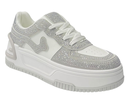 Platform Rhinestone Lace Up Trainers