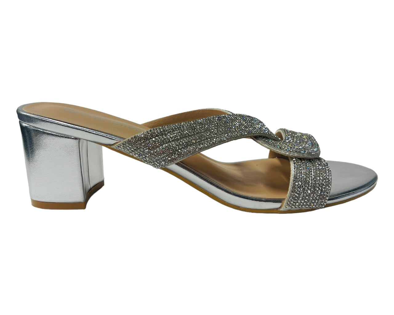 Block Heel Strap Rhinestones Sandals