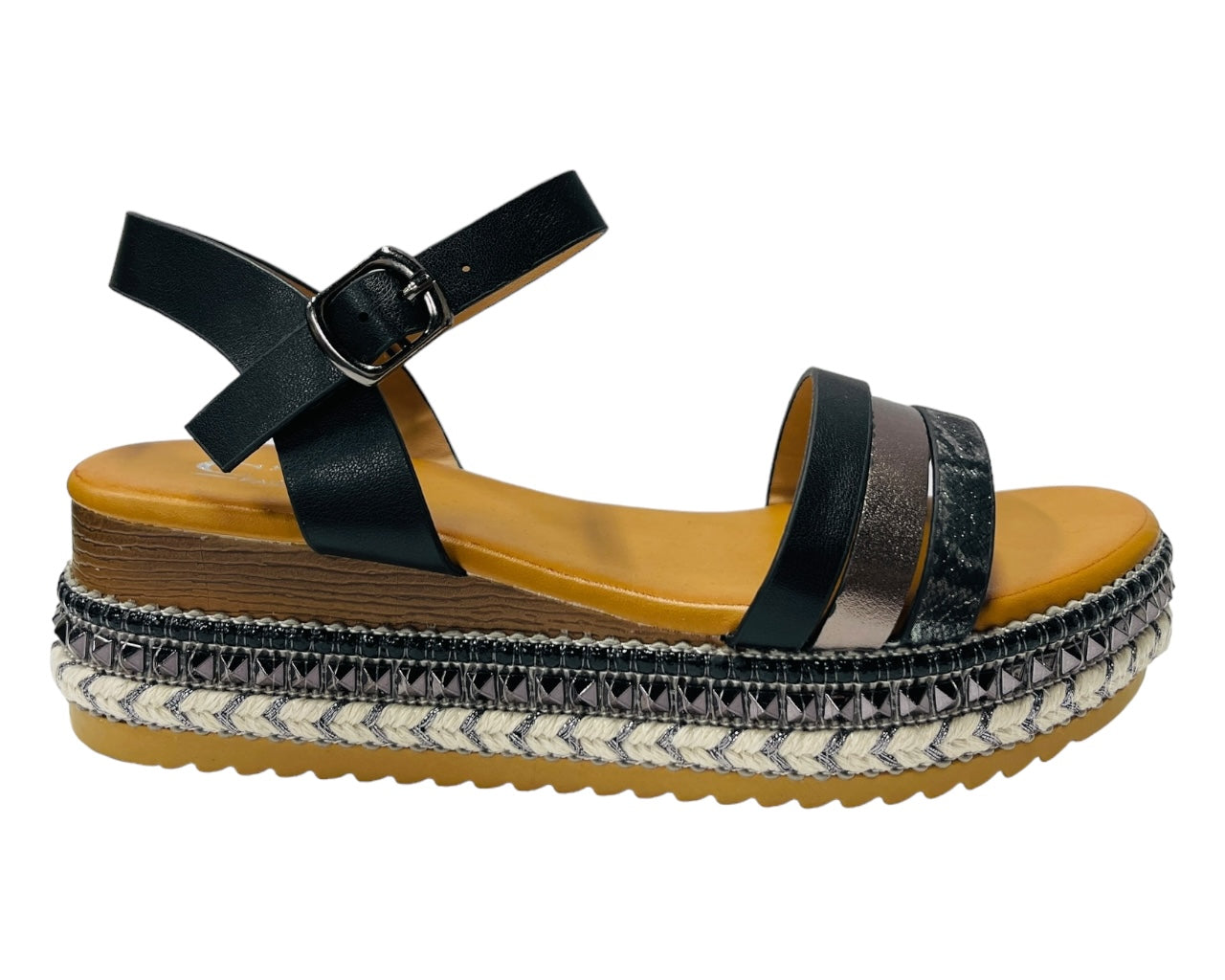Ankle Strap Faux Leather Wedge Sandals