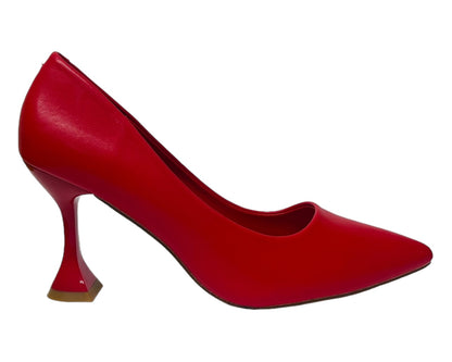 Faux Leather Spool Heel Court Shoes