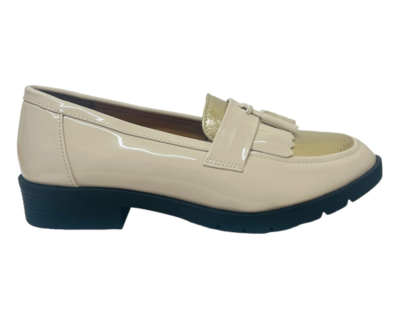 Faux Patent Leather Slip On Tassel Loafers Shoes