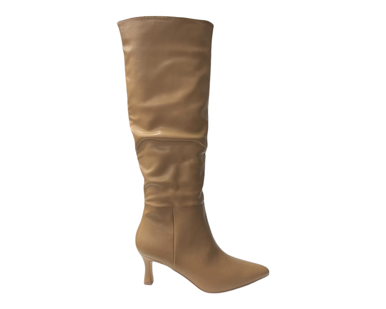 Faux Leather Knee High Zip Boots
