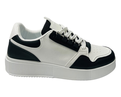 Faux Leather Casual Lace Up Trainers