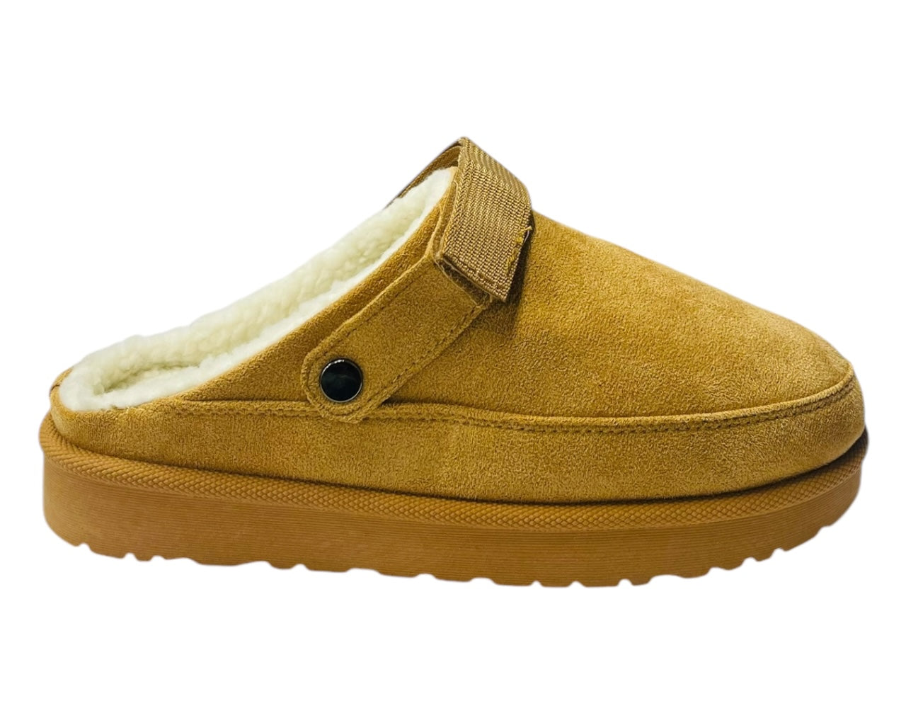 Faux Fur Lined Strap Flat Shoes