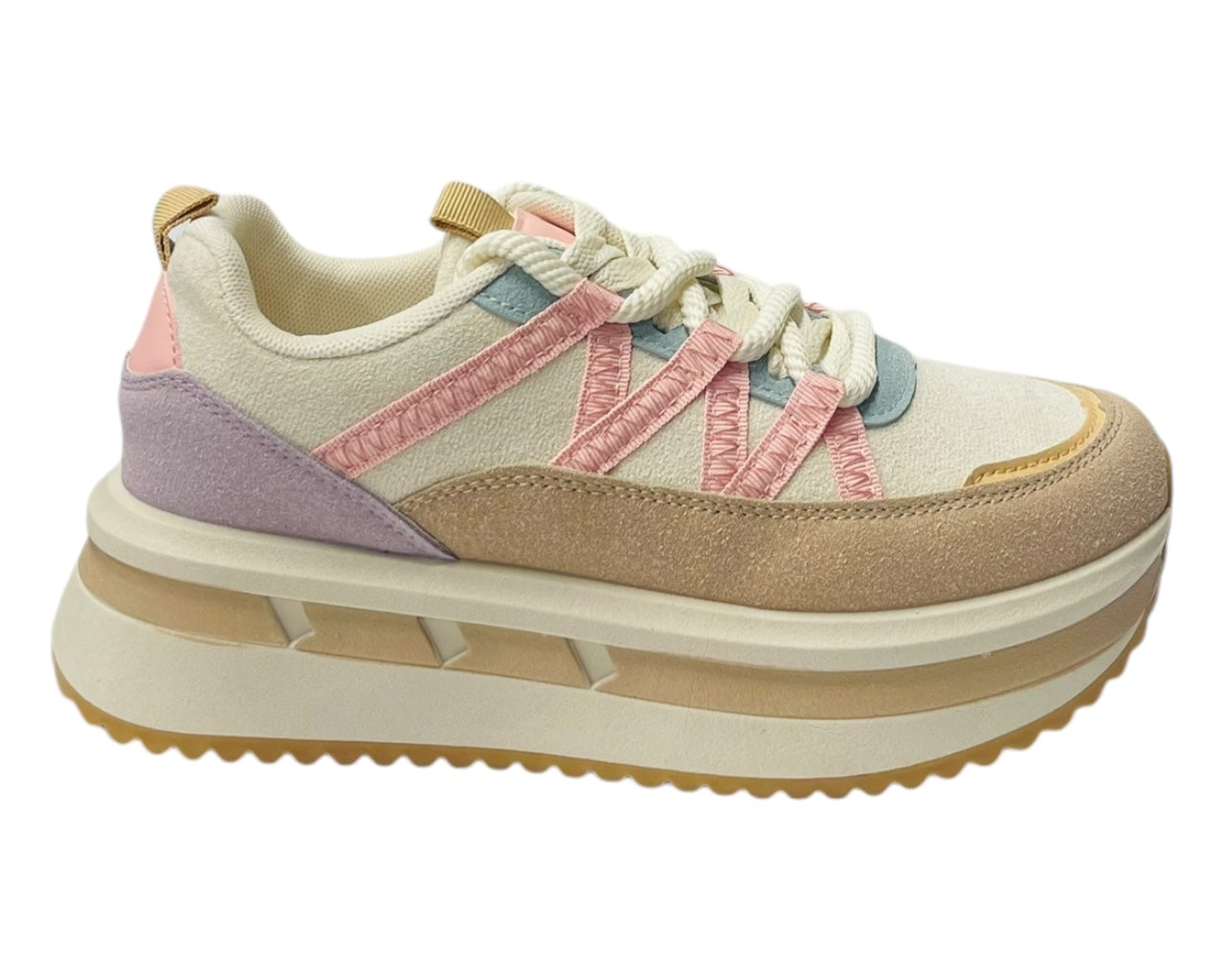 Platform Faux Leather Lace Up Trainers