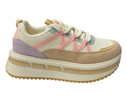 Platform Faux Leather Lace Up Trainers