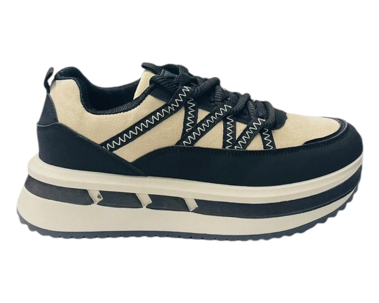 Platform Faux Leather Lace Up Trainers