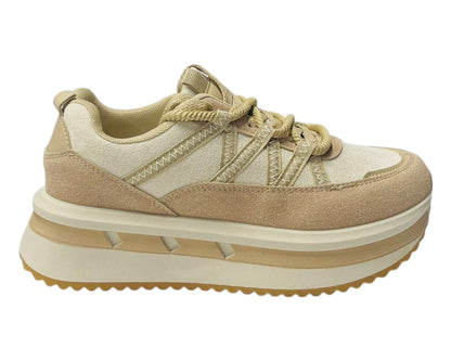 Platform Faux Leather Lace Up Trainers