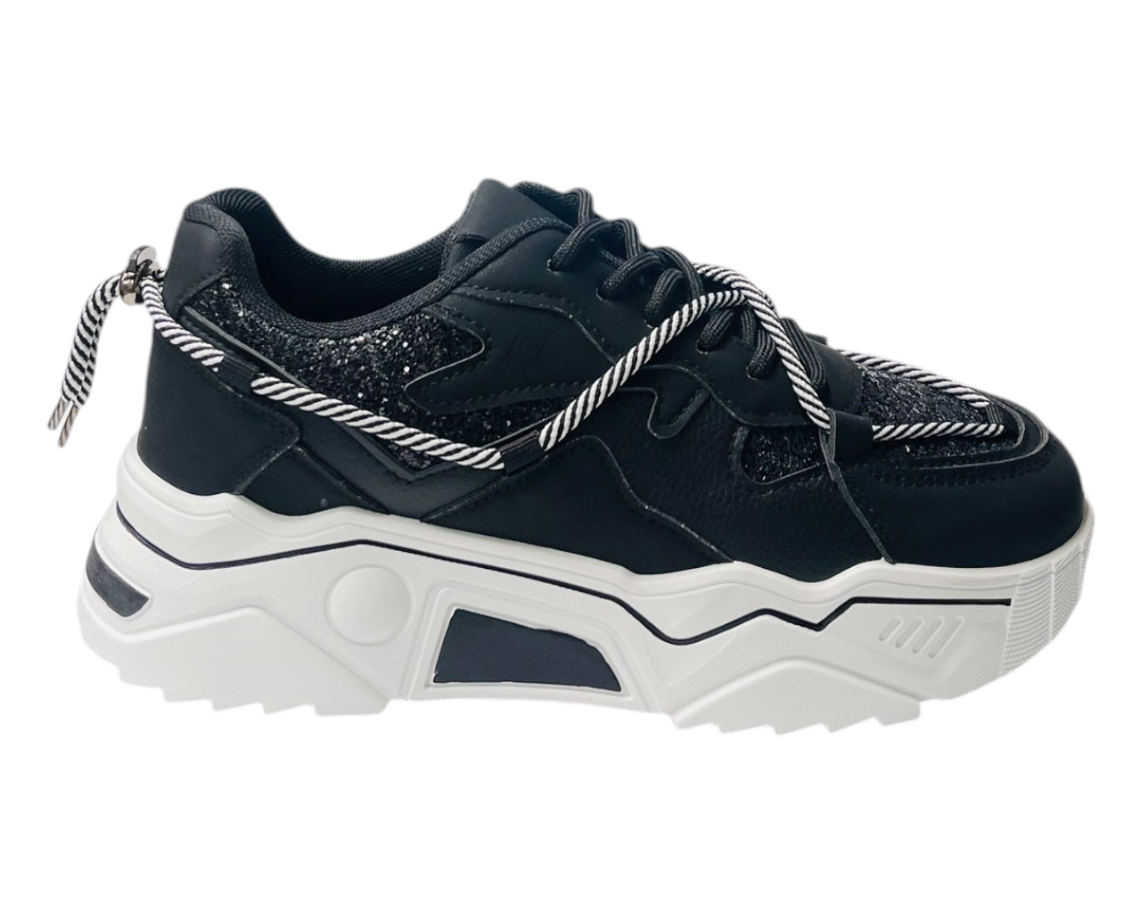 Chunky Sole Glitter Lace Up Trainers