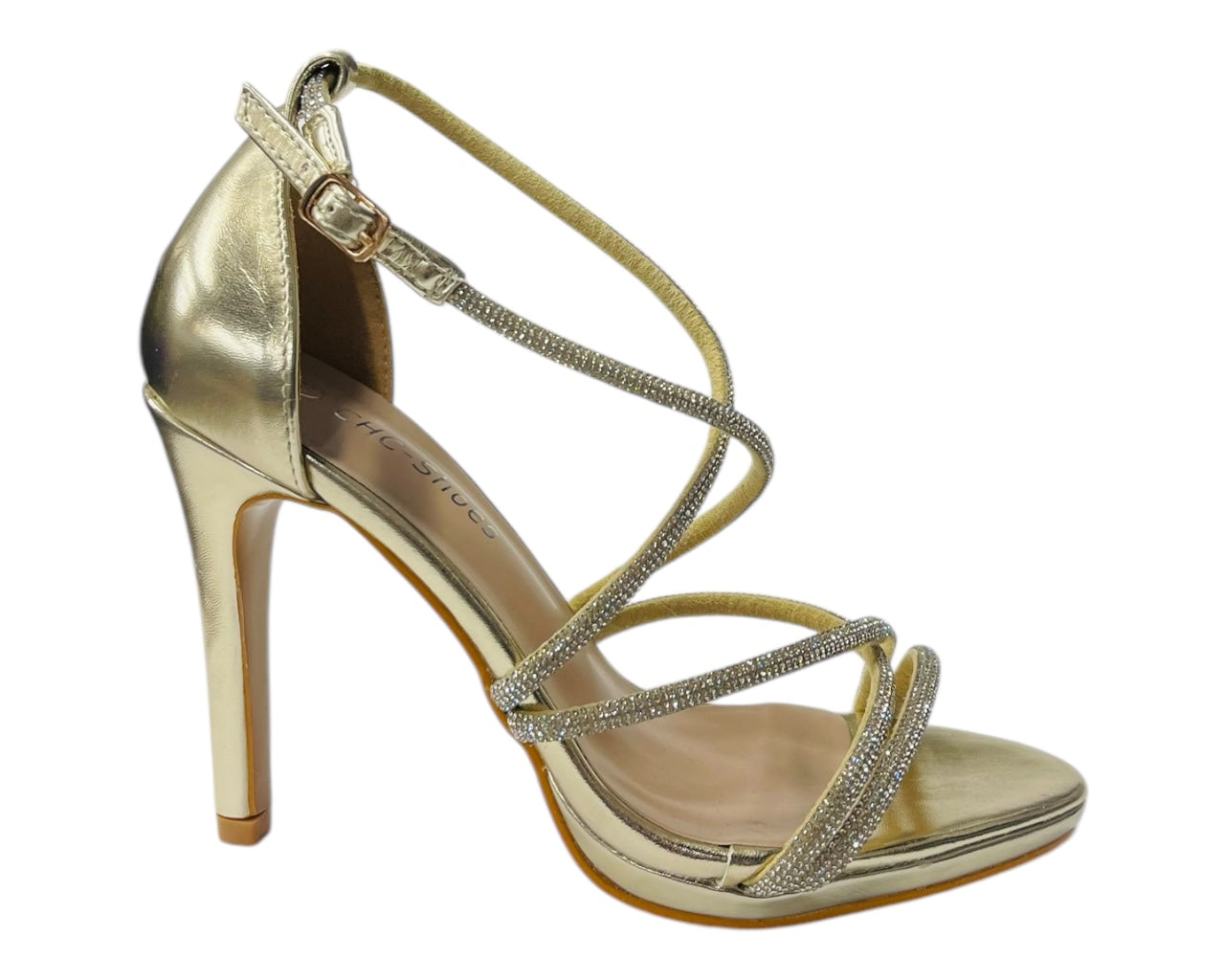 Crossover Stiletto Heel Diamante Strappy Shoes