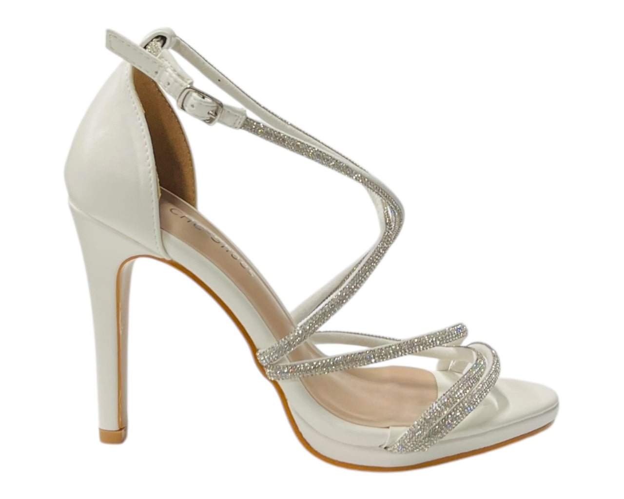 Crossover Stiletto Heel Diamante Strappy Shoes