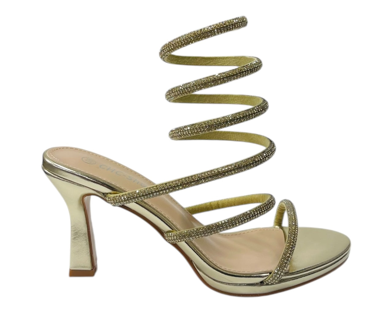 Diamante Snake Anklet Round Toe Sandals