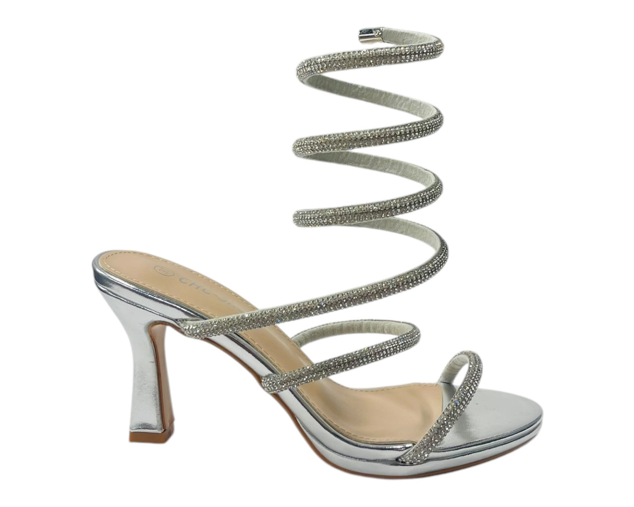Diamante Snake Anklet Round Toe Sandals