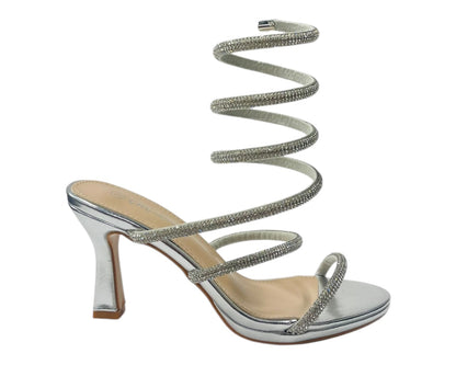 Diamante Snake Anklet Round Toe Sandals