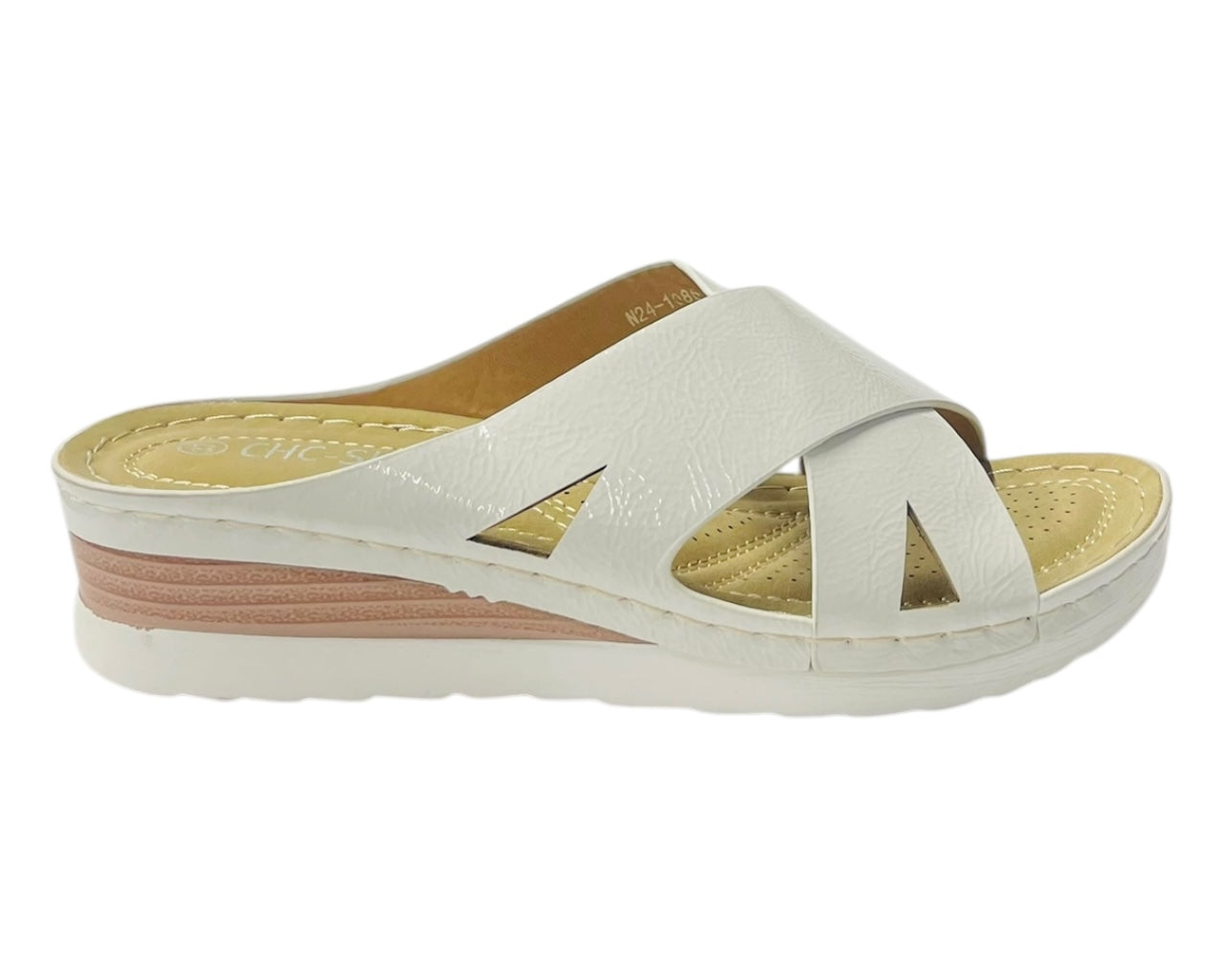 Lightweight Cross Strap Mules Wedge Slider