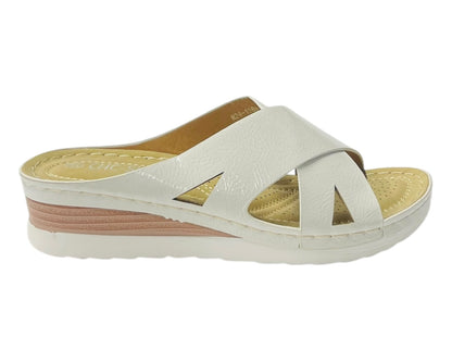 Lightweight Cross Strap Mules Wedge Slider