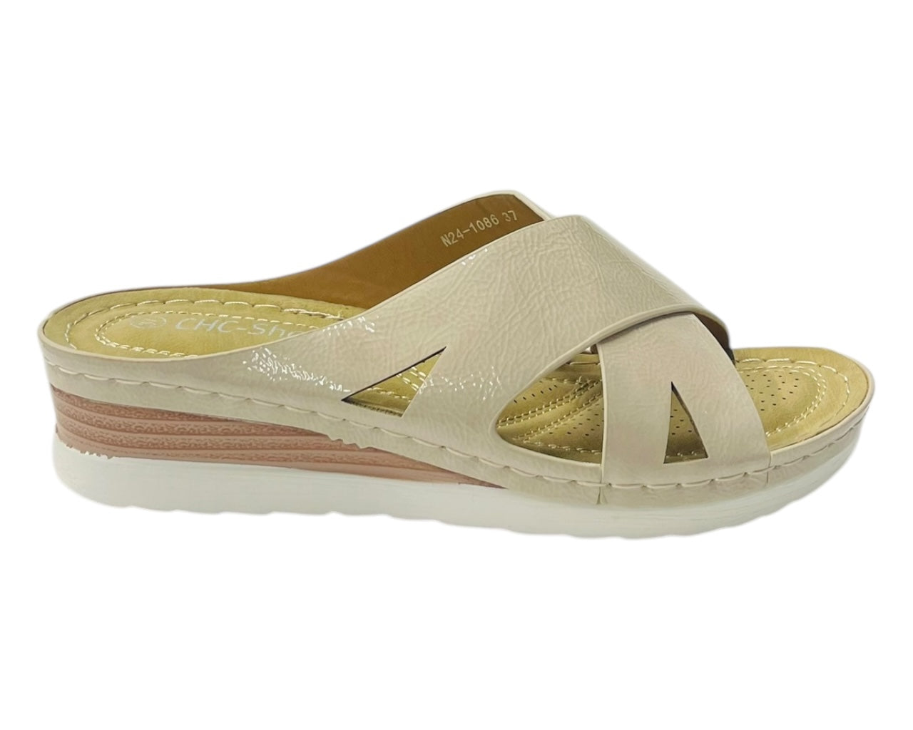 Lightweight Cross Strap Mules Wedge Slider