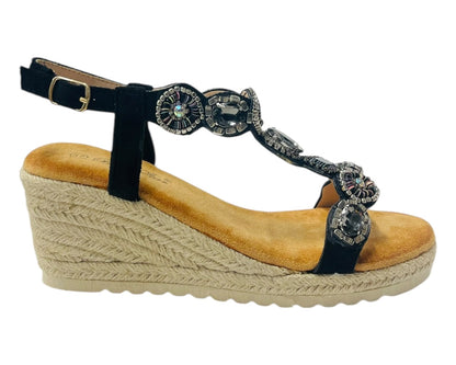 Diamante Espadrilles Wedge Sandals