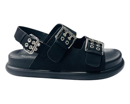 Double Buckle Strap Eyelet Detail Sandals