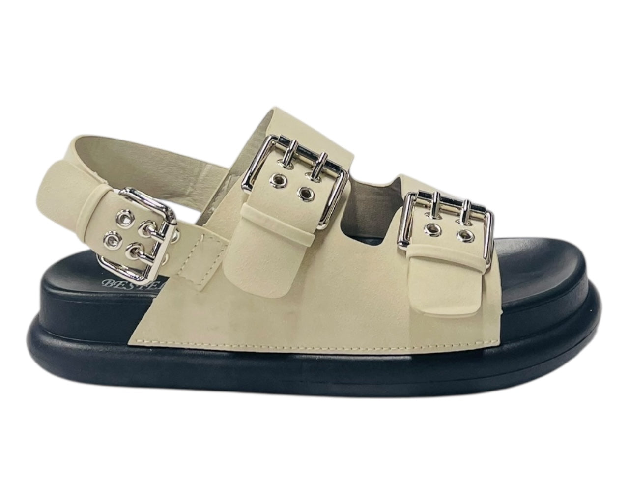Double Buckle Strap Eyelet Detail Sandals