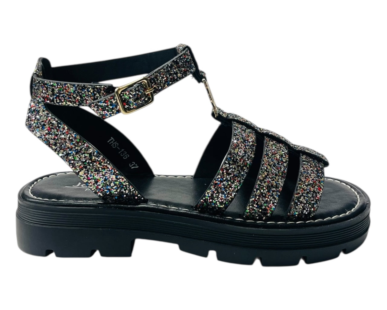 Ankle Strap Glitter Sandals